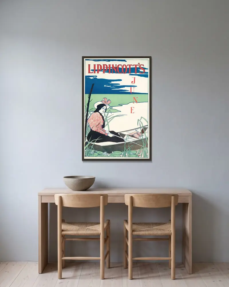 Lippincott’s, June av Edward Penfield inramad på en vägg