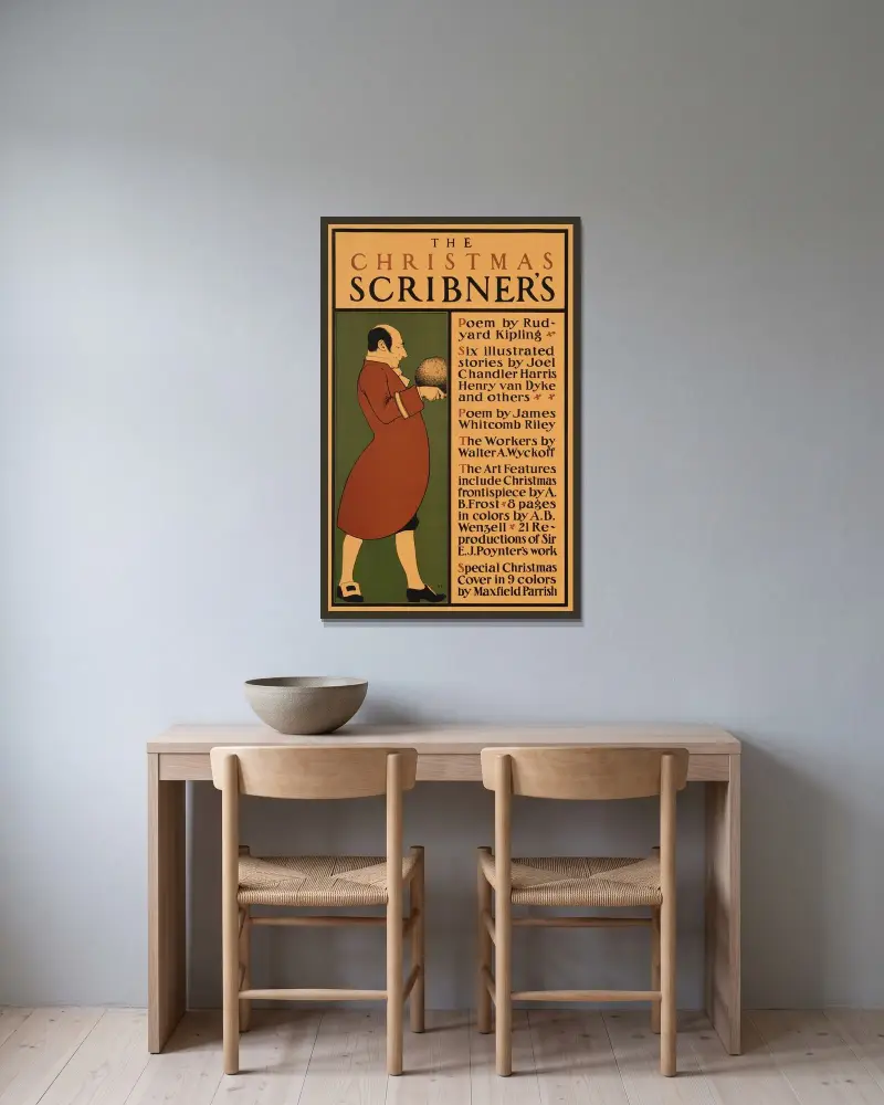 The Christmas scribner’s av Edward Penfield inramad på en vägg