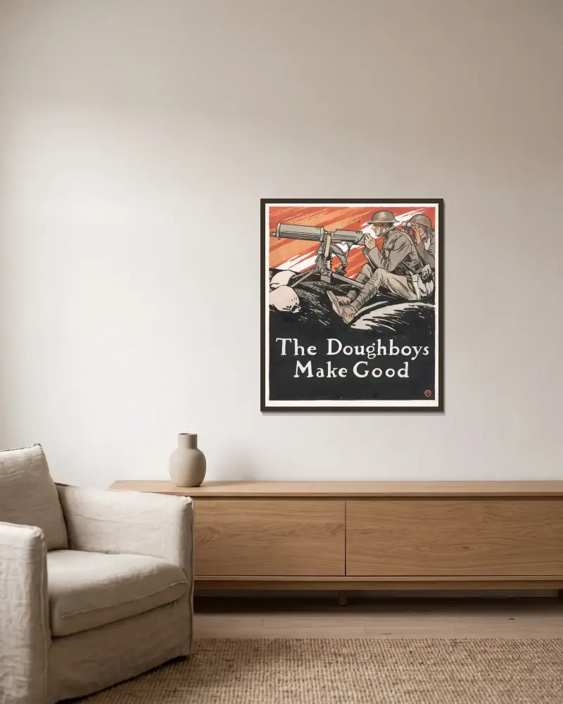 The doughboys make good av Edward Penfield inramad på en vägg