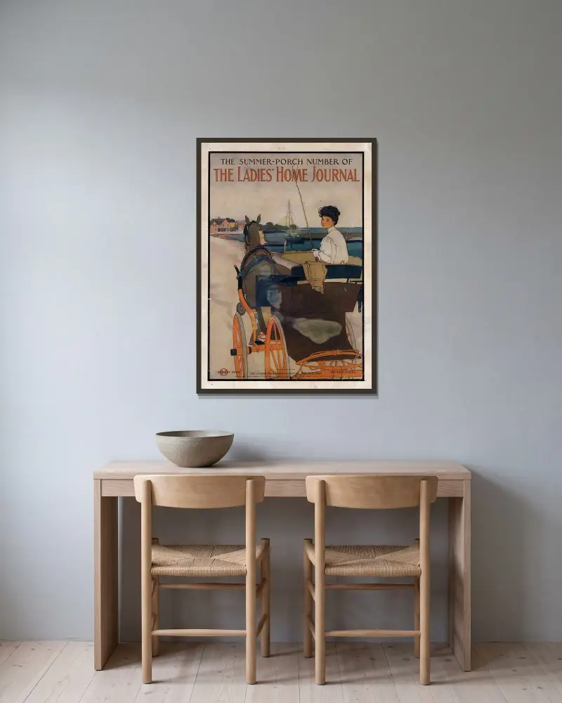 The summer-porch number of the Ladies’ home journal av Edward Penfield inramad på en vägg