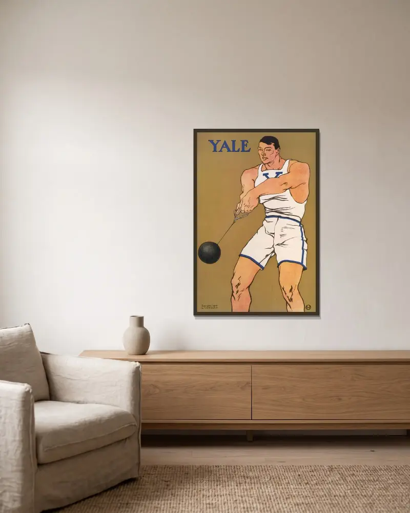 Yale av Edward Penfield inramad på en vägg