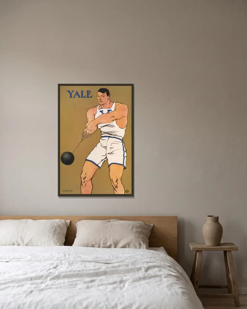 Yale av Edward Penfield inramad på en vägg