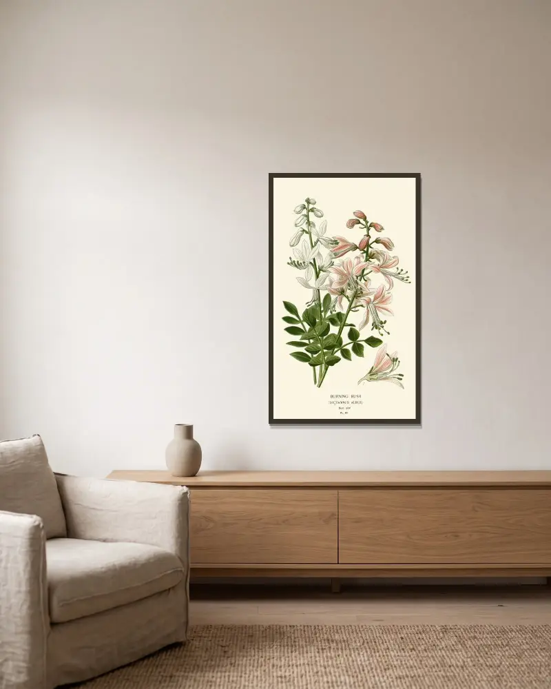 Brennender Busch von Edward Step gerahmt an einer Wand