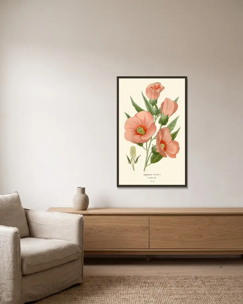 Hibiscus Roseus von Edward Step gerahmt an einer Wand