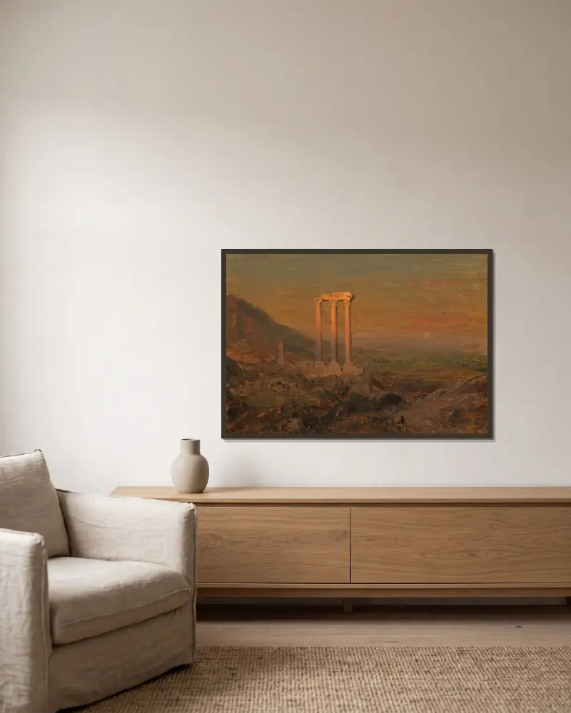 Klasické ruiny, Sýrie, Frederic Edwin Church v rámu na stěně