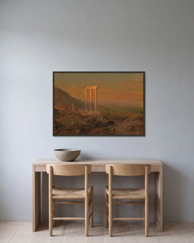 Klasické ruiny, Sýrie, Frederic Edwin Church v rámu na stěně