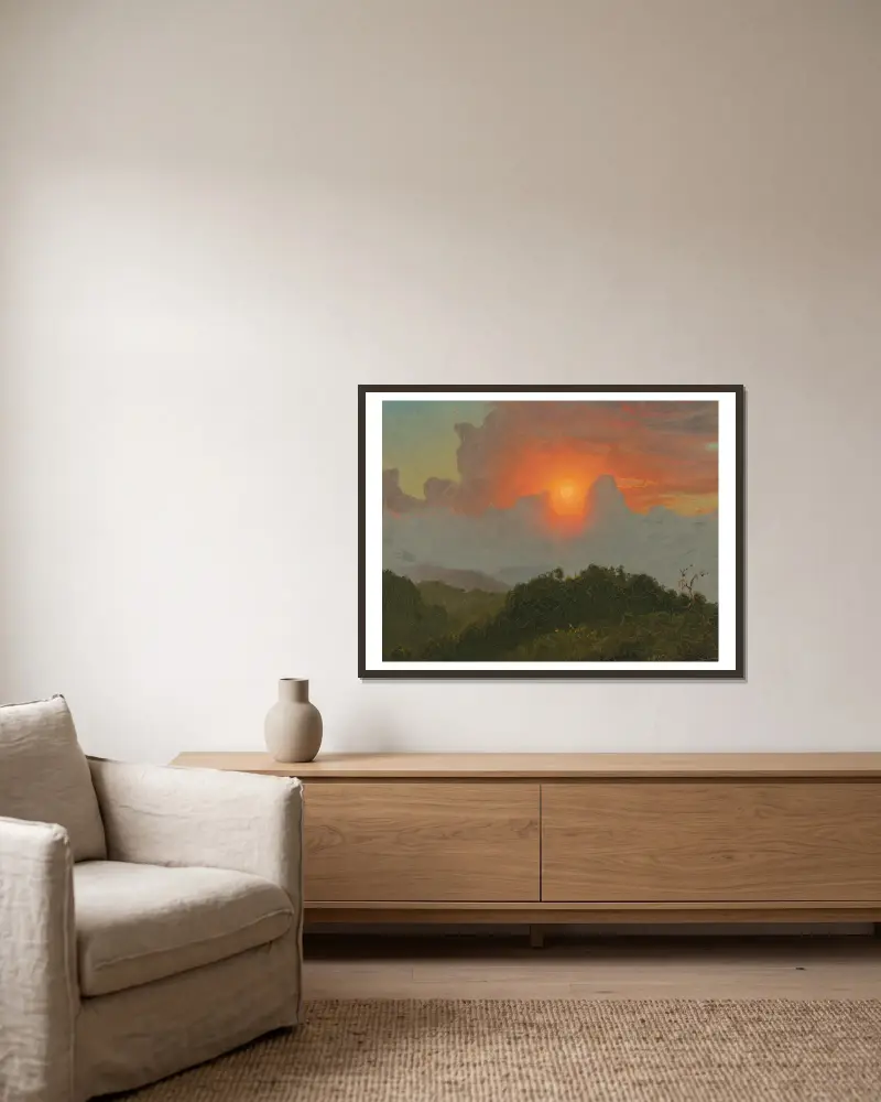 Bewölkter Himmel von Frederic Edwin Church gerahmt an einer Wand