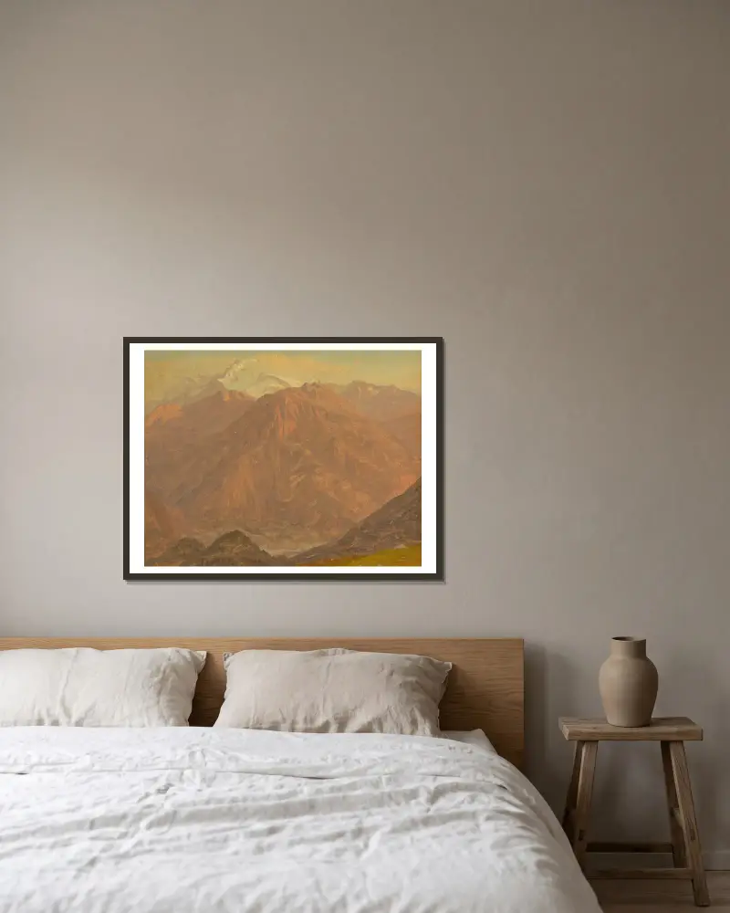 Colombia or Ecuador, mountains av Frederic Edwin Church inramad på en vägg