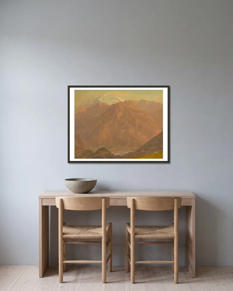 Colombia or Ecuador, mountains av Frederic Edwin Church inramad på en vägg