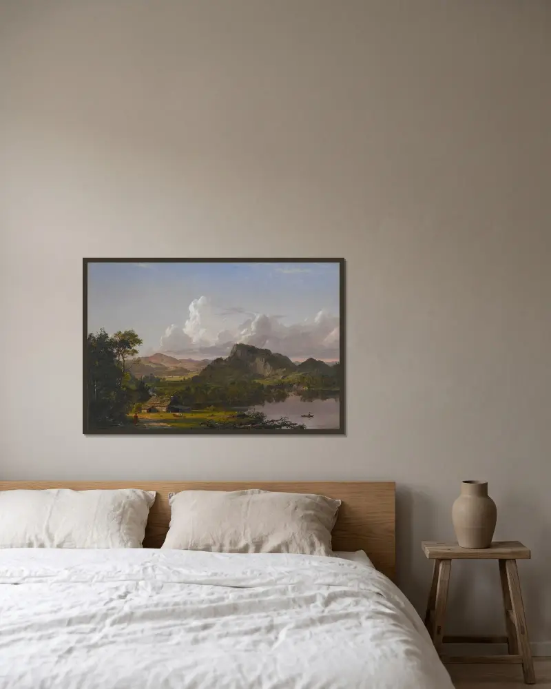 Hem vid sjön av Frederic Edwin Church inramad på en vägg