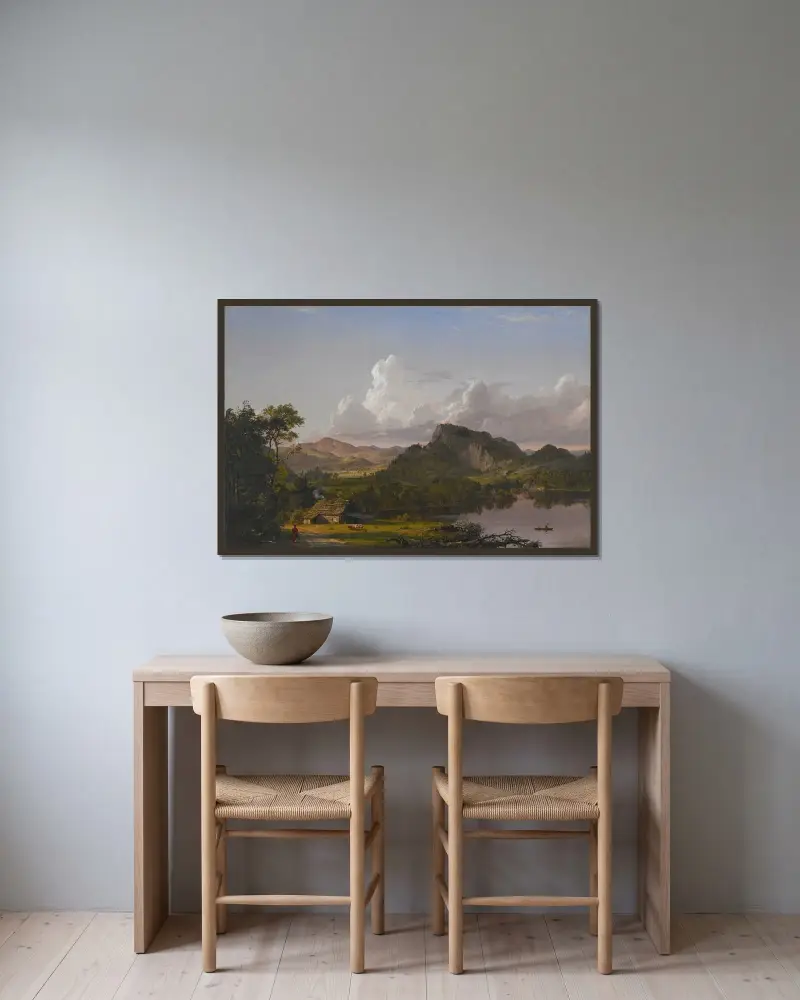 Hem vid sjön av Frederic Edwin Church inramad på en vägg
