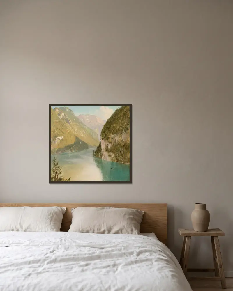 Königssee, Bayern av Frederic Edwin Church inramad på en vägg