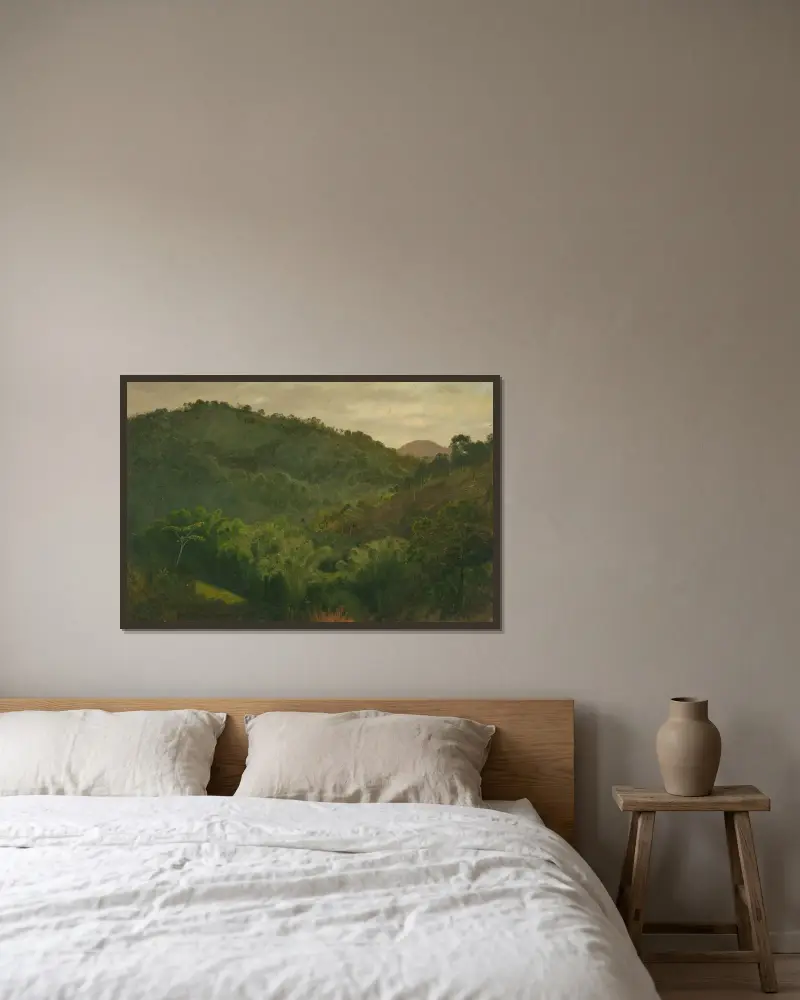 Landskap från Jamaica, Västindien av Frederic Edwin Church inramad på en vägg
