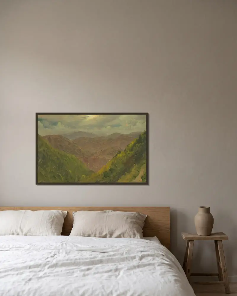 Landskap på Jamaica, Västindien av Frederic Edwin Church inramad på en vägg