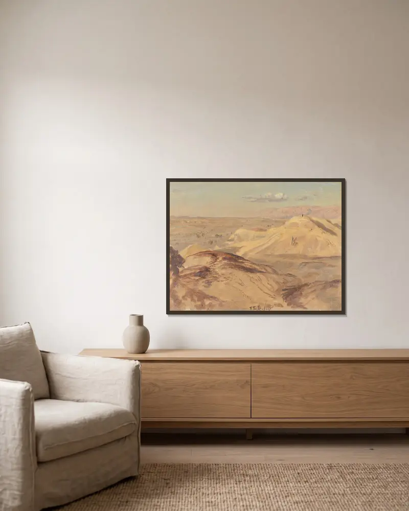 Landscape near Petra av Frederic Edwin Church inramad på en vägg