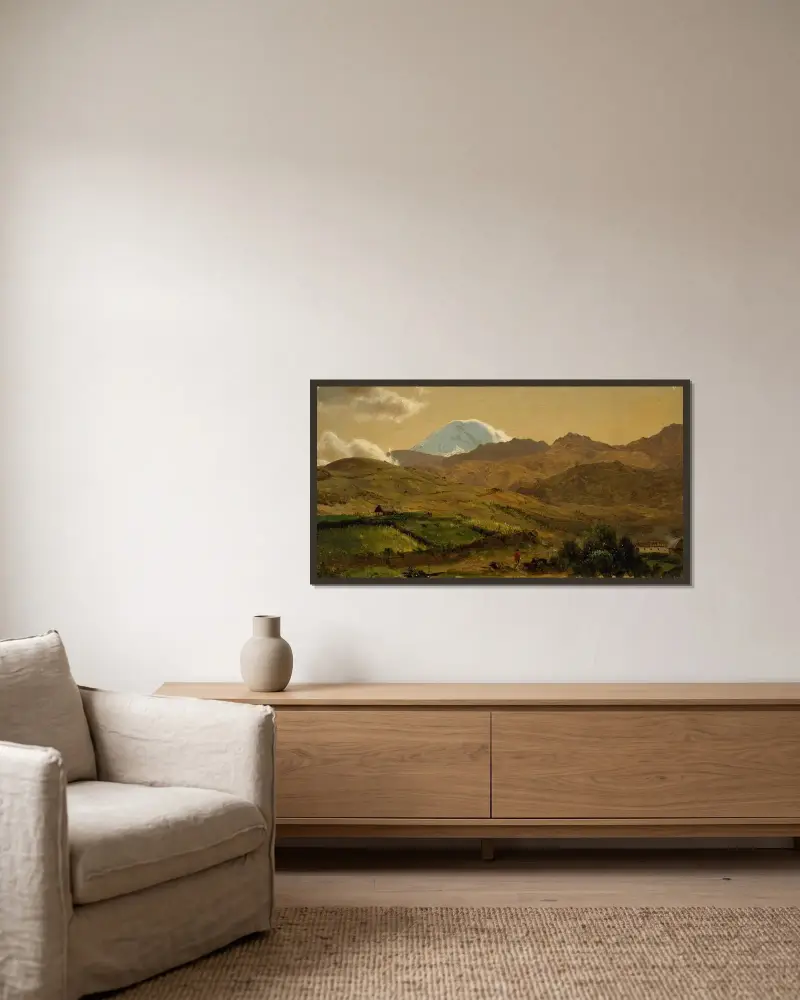 Mount Chimborazo, Ecuador av Frederic Edwin Church inramad på en vägg