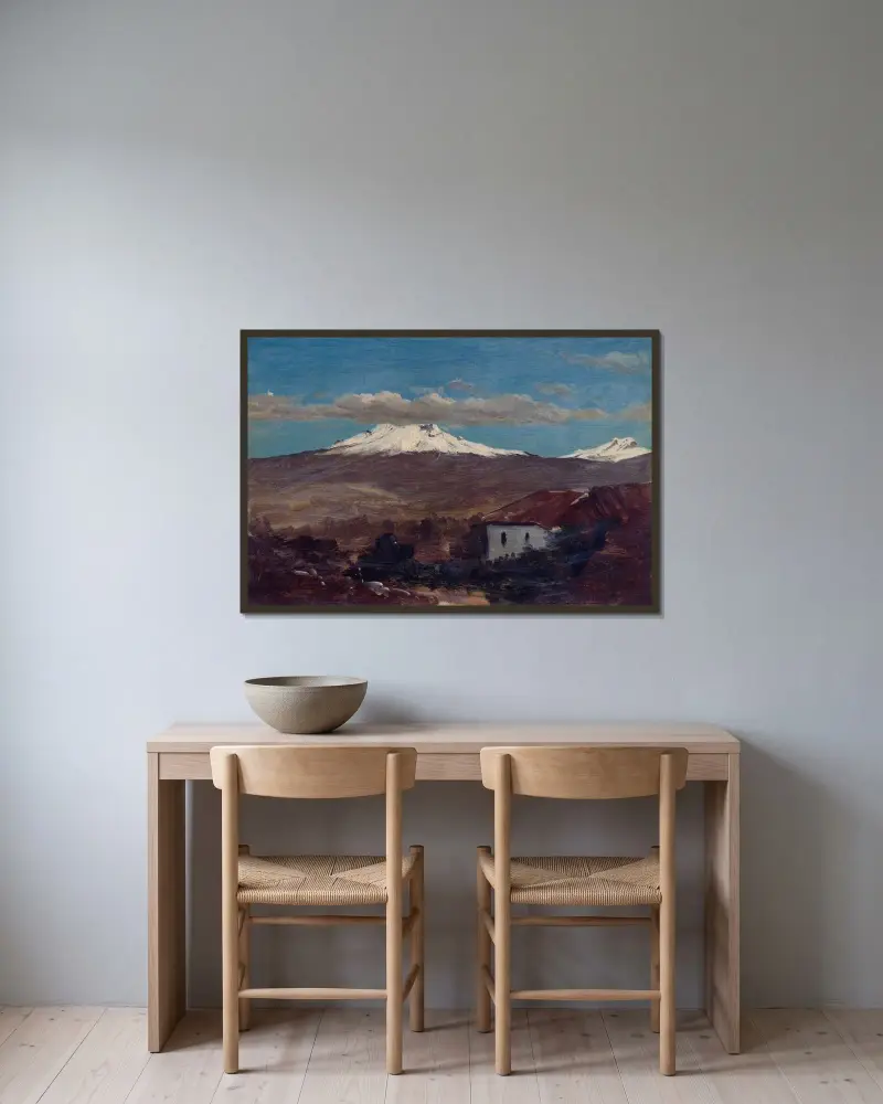Mount Chimborazo Shown From Riobamba, Ecuador av Frederic Edwin Church inramad på en vägg