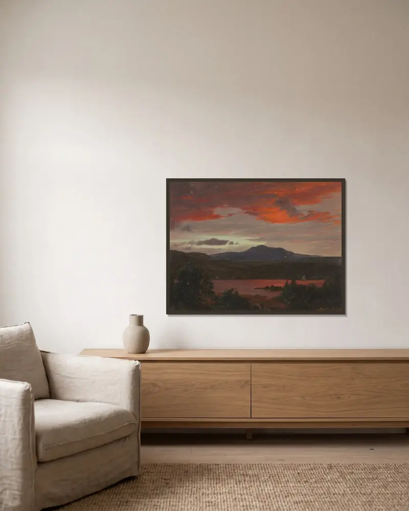 Mount Katahdin från Lake Katahdin, Maine av Frederic Edwin Church inramad på en vägg
