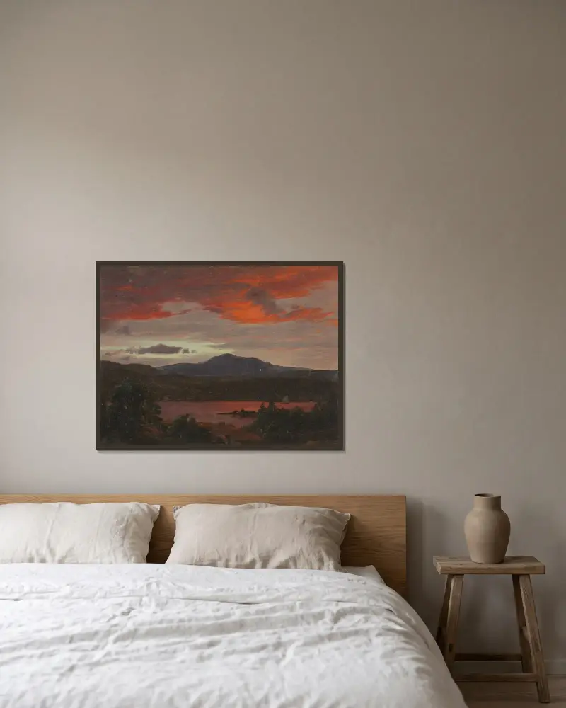 Mount Katahdin från Lake Katahdin, Maine av Frederic Edwin Church inramad på en vägg