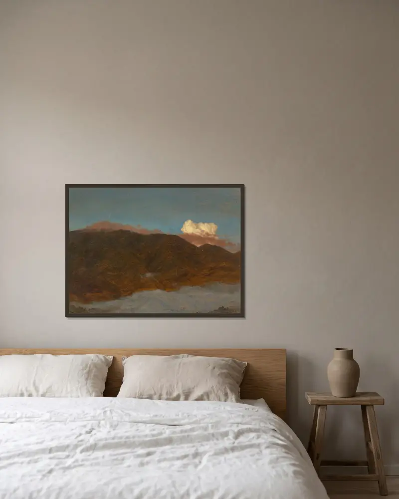 Bergslandskap III av Frederic Edwin Church inramad på en vägg