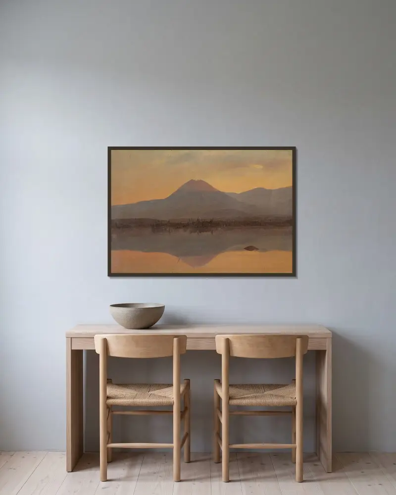 Mt. Katahdin från Lake Katahdin av Frederic Edwin Church inramad på en vägg