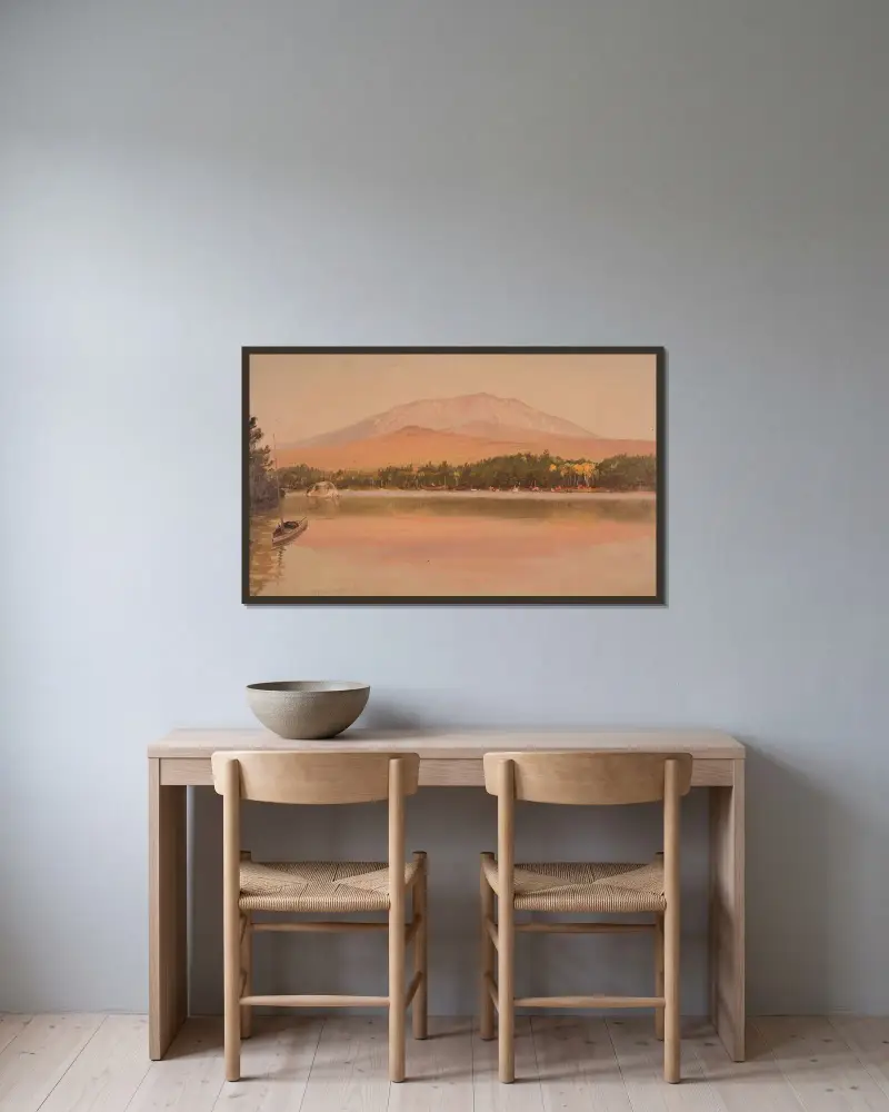 Mount Katahdin från Togue Pond av Frederic Edwin Church inramad på en vägg