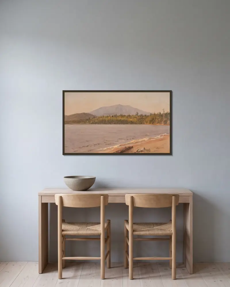 Mt. Katahdin från Togue Pond av Frederic Edwin Church inramad på en vägg