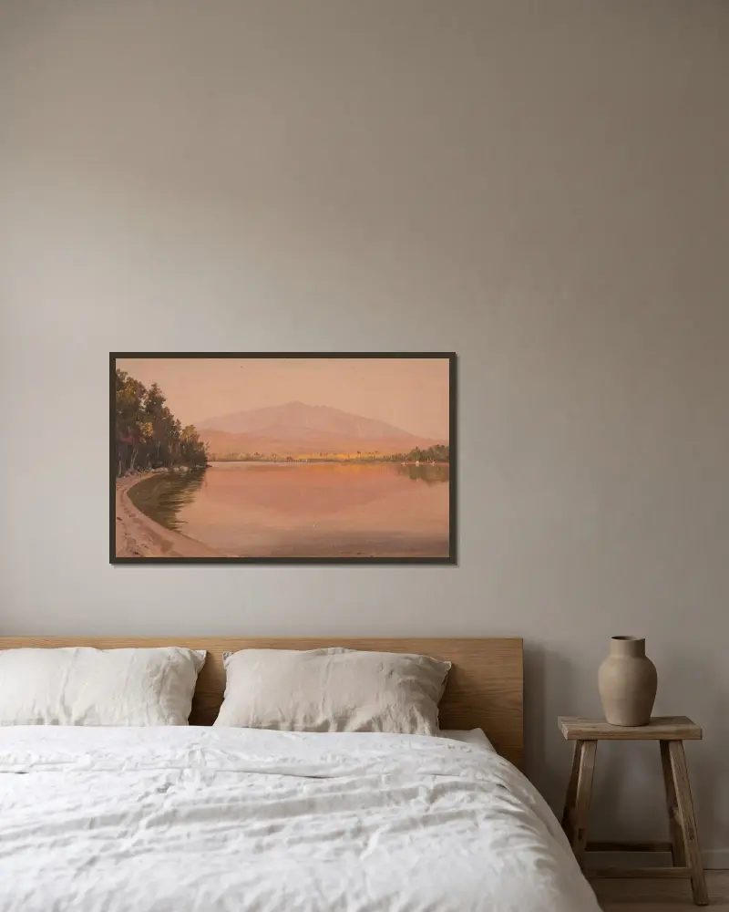 Mount Katahdin från Togue Pond av Frederic Edwin Church inramad på en vägg