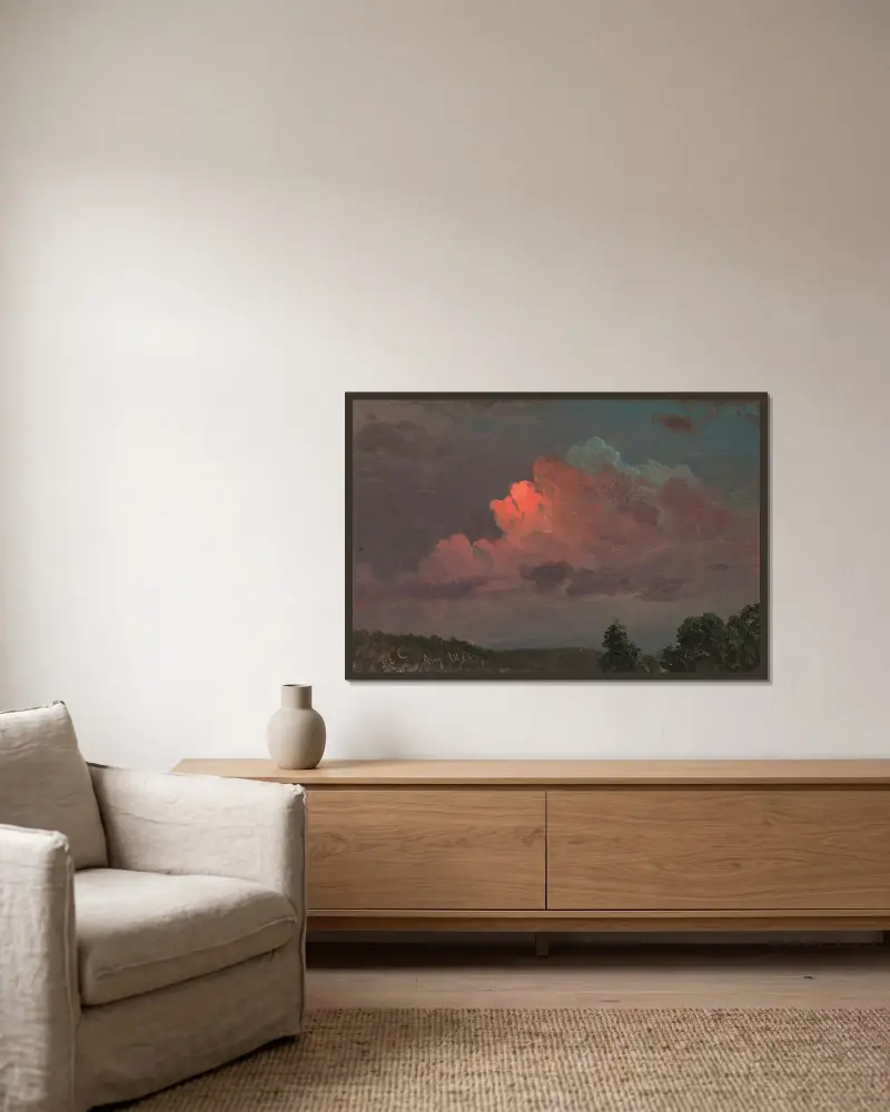Skymning nära Olana av Frederic Edwin Church inramad på en vägg