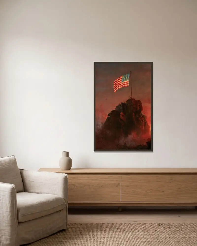 Our Flag av Frederic Edwin Church inramad på en vägg