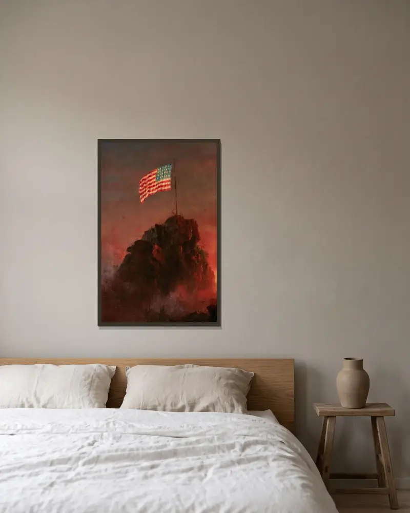 Our Flag av Frederic Edwin Church inramad på en vägg