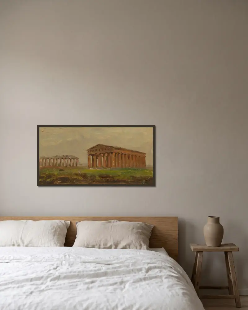 Paestum, Neptunustemplet av Frederic Edwin Church inramad på en vägg