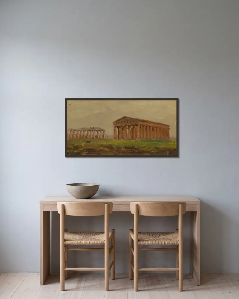 Paestum, Neptunustemplet av Frederic Edwin Church inramad på en vägg