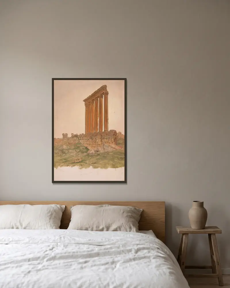 Ruinen des Zeustempels in Baalbek von Frederic Edwin Church gerahmt an einer Wand