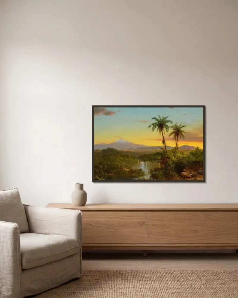 Sydamerikanskt landskap av Frederic Edwin Church inramad på en vägg