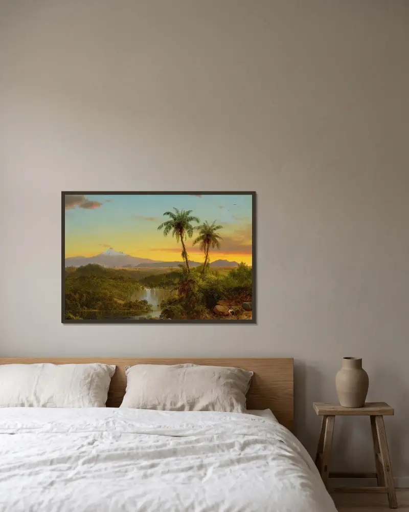 Sydamerikanskt landskap av Frederic Edwin Church inramad på en vägg