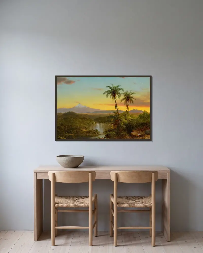 Sydamerikanskt landskap av Frederic Edwin Church inramad på en vägg