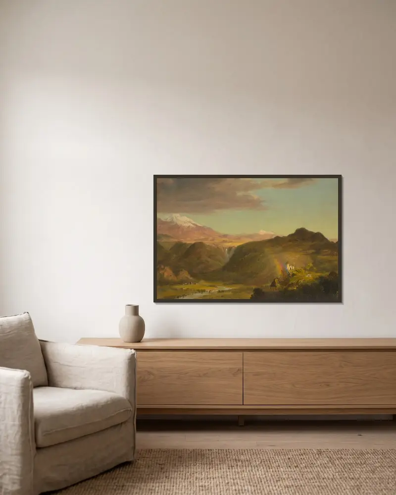 Sydamerikanskt landskap av Frederic Edwin Church inramad på en vägg