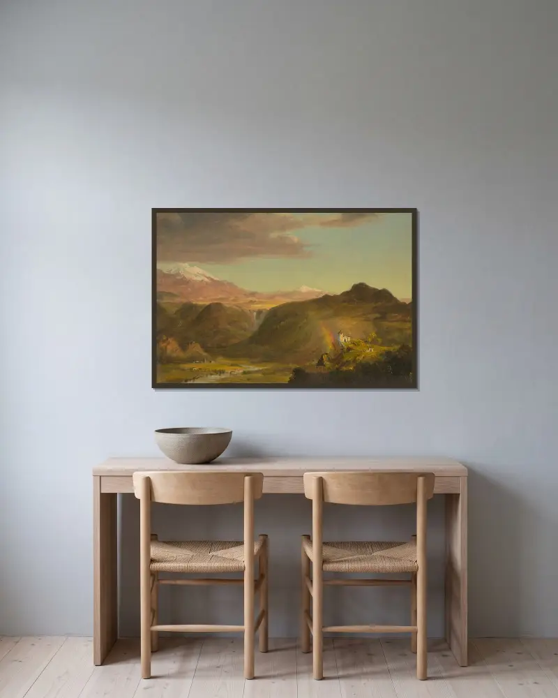 Sydamerikanskt landskap av Frederic Edwin Church inramad på en vägg
