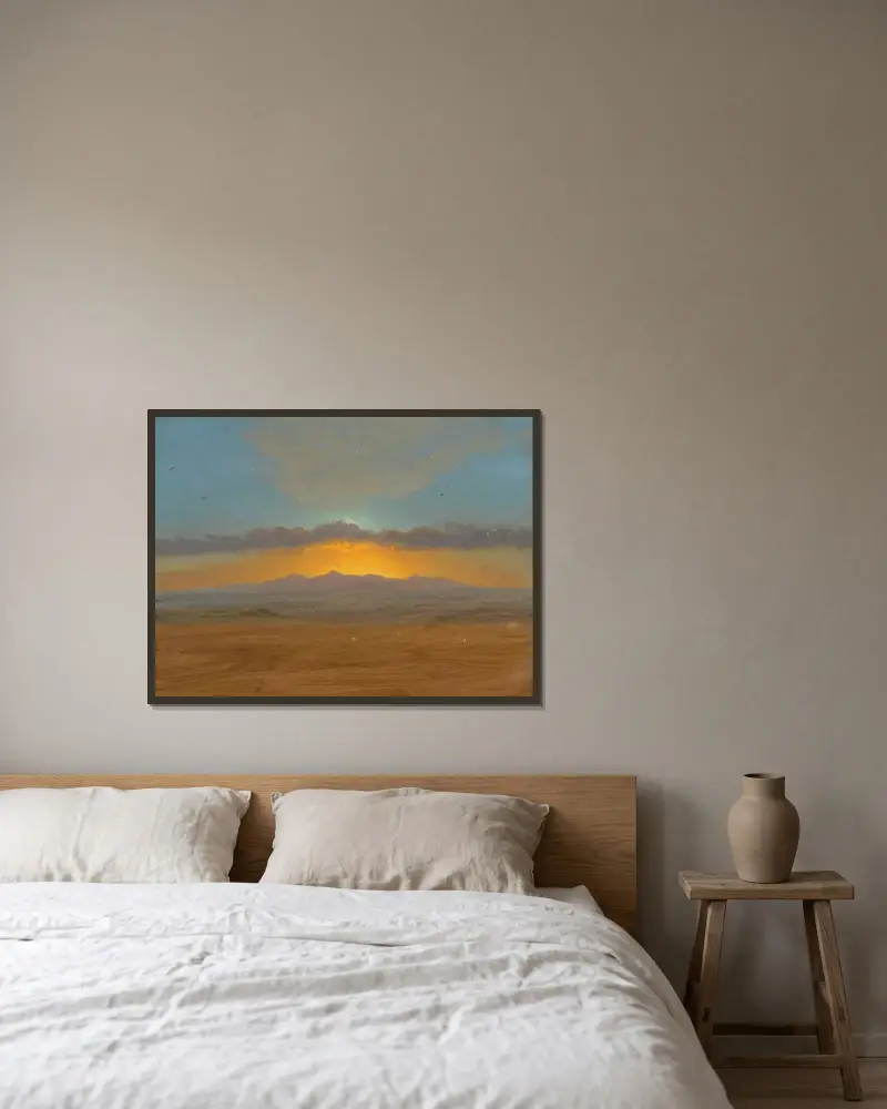 Solnedgång av Frederic Edwin Church inramad på en vägg