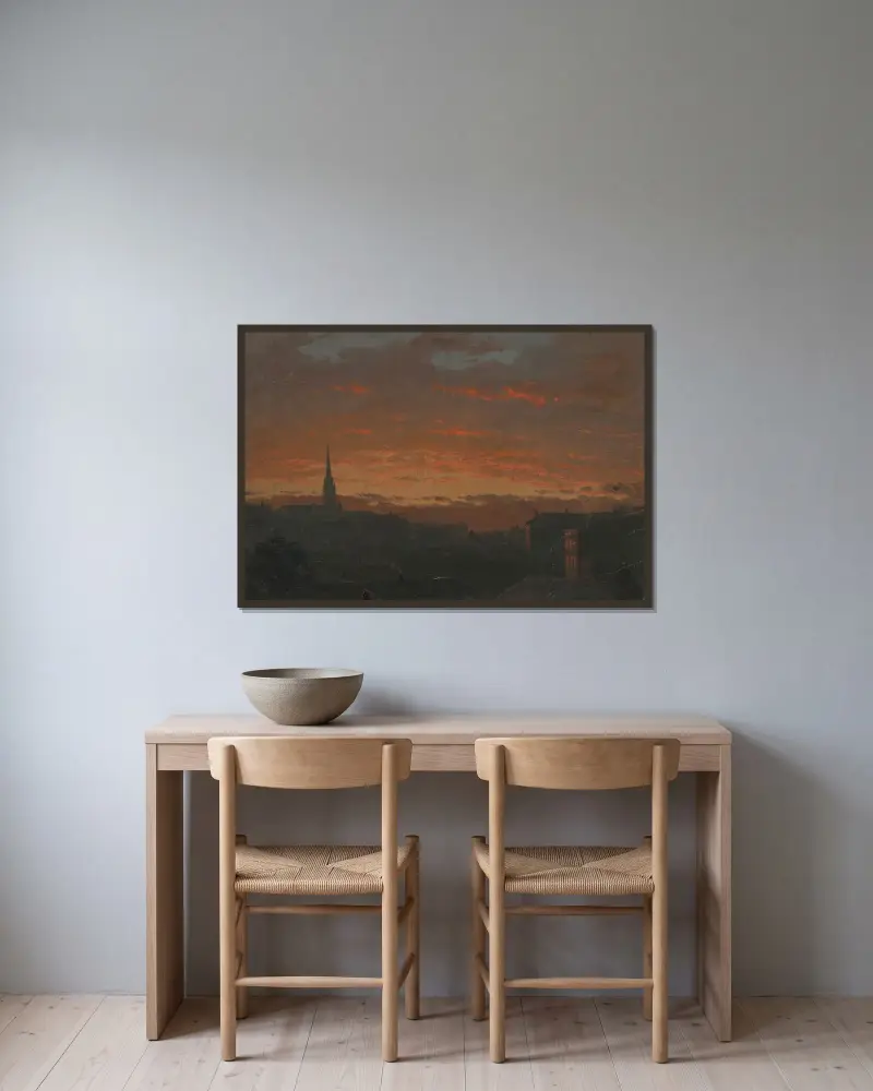 Solnedgång vid Hudson, New York av Frederic Edwin Church inramad på en vägg