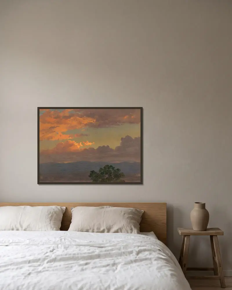 Solnedgång av Frederic Edwin Church inramad på en vägg