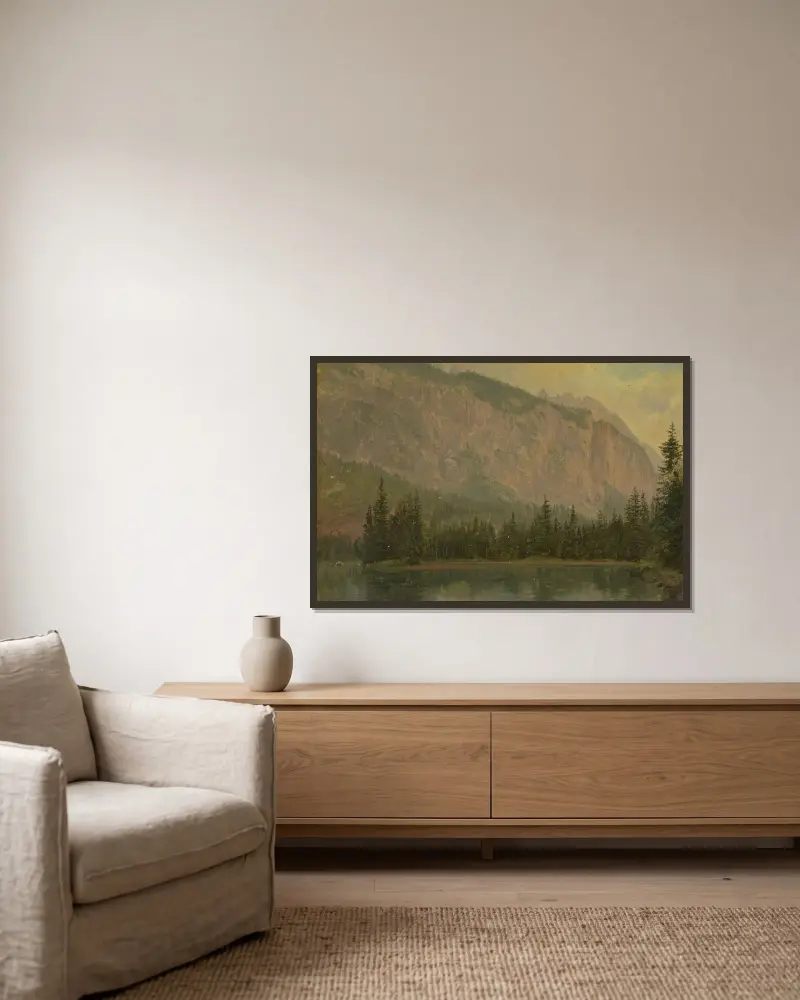 Hintersee nära Berchtesgaden, Bayern av Frederic Edwin Church inramad på en vägg