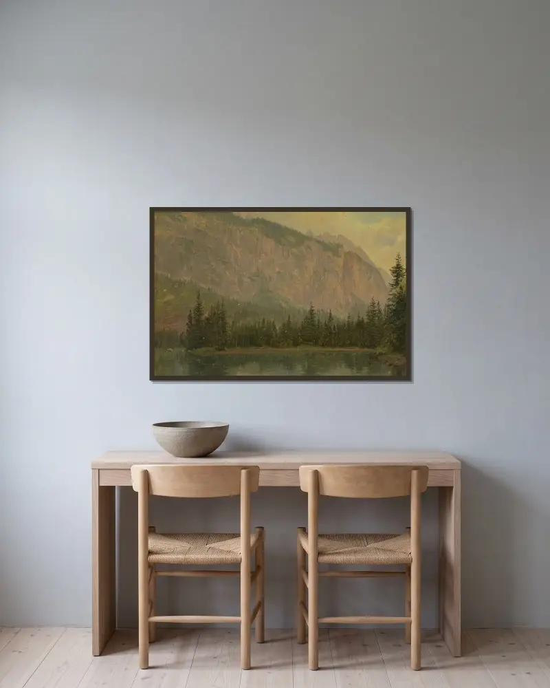 Hintersee nära Berchtesgaden, Bayern av Frederic Edwin Church inramad på en vägg