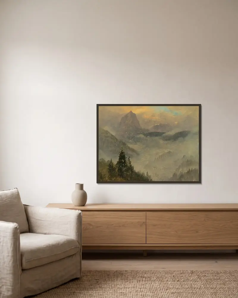 Hochkalter nära Berchtesgaden av Frederic Edwin Church inramad på en vägg