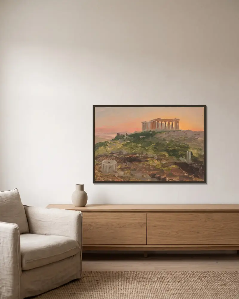 The Parthenon from the Southeast av Frederic Edwin Church inramad på en vägg