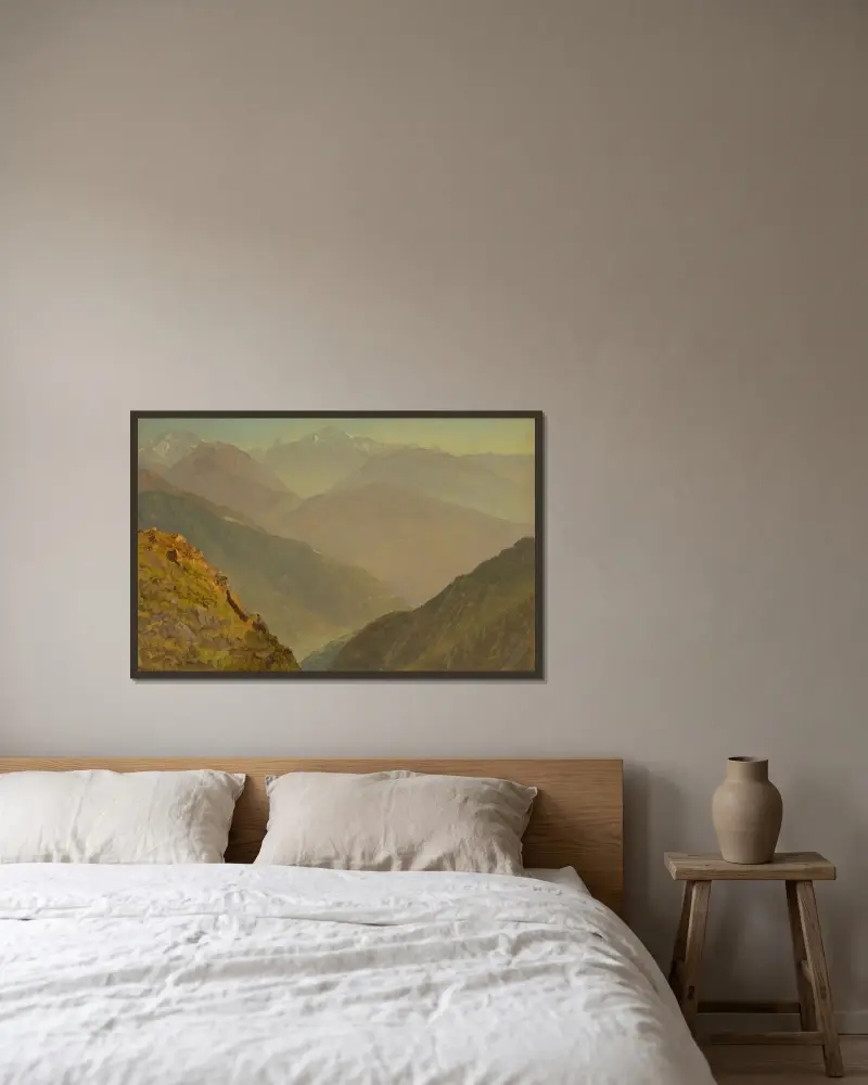 Watzmann och Göll, nära Berchtesgaden av Frederic Edwin Church inramad på en vägg