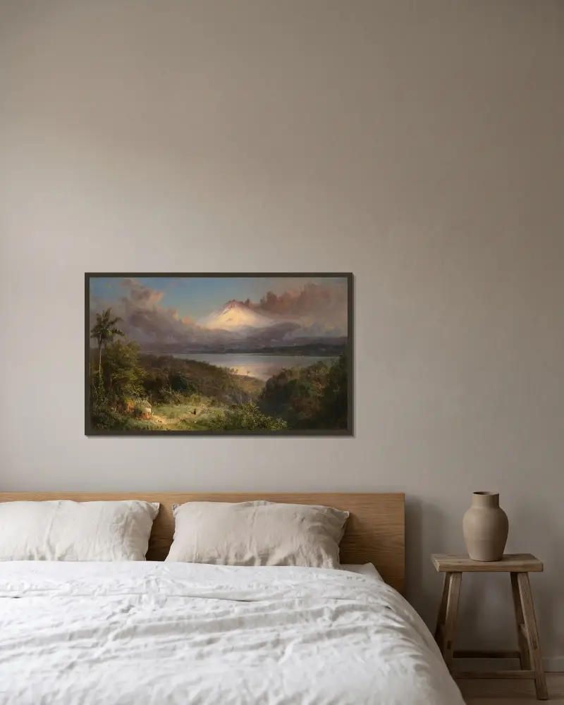 Utsikt över Cotopaxi av Frederic Edwin Church inramad på en vägg