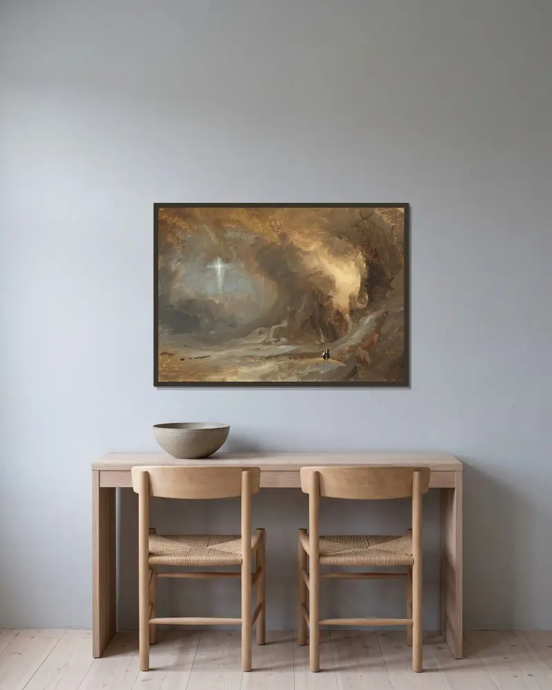 Kristus på korset av Frederic Edwin Church inramad på en vägg