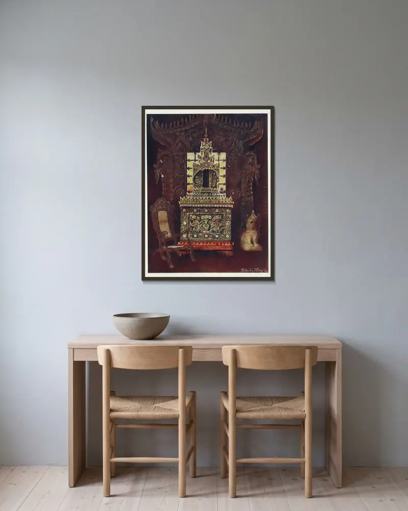 Asiatic furniture from the collection of Lord Curzon of Kedleston av Edwin Foley inramad på en vägg